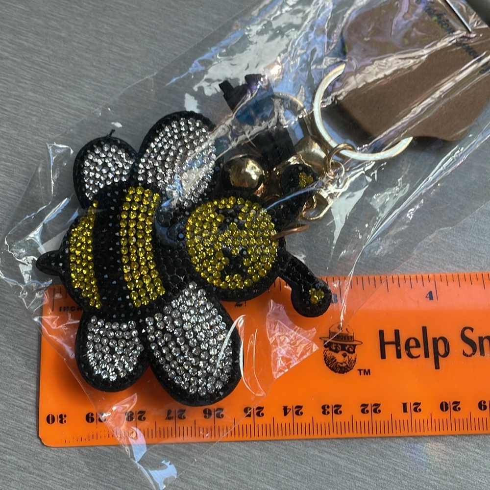 BUMBLE BEE Rhinestone Puffy Purse Charm-NEW. - Picture 2 of 3